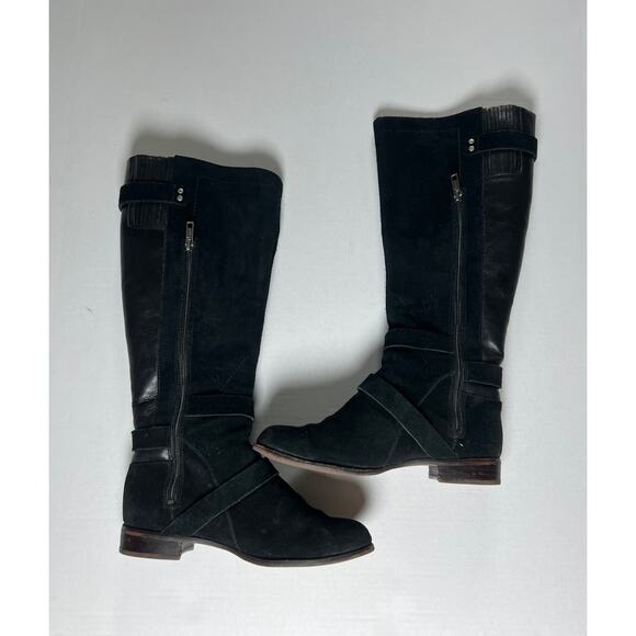 UGG Cyndee Riding Boots Suede and Leather Black, Sherpa Lined, Size 7 - Picture 7 of 10